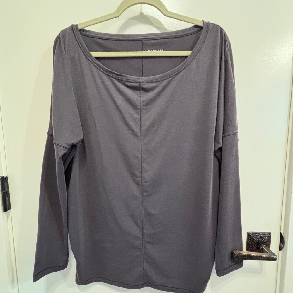 Athleta L/S raglan sleeve charcoal grey top-S